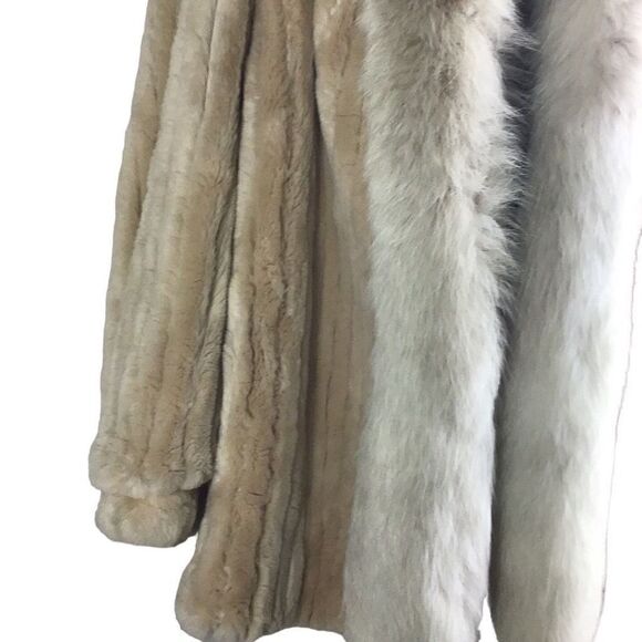 Nordstrom Vintage Beige Sheared Beaver with White Fox Collar Fur Mob Boss Wife - Picture 9 of 15